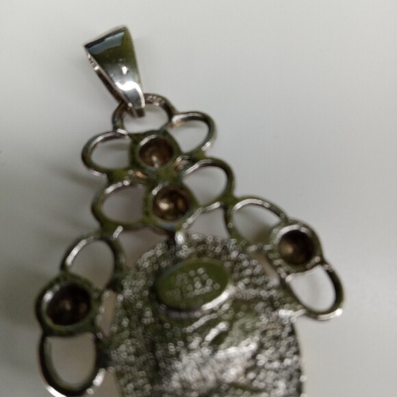 Vintage Large Pendant Only Faux Gold silver tone Costume Jewelry Made in Usa - Picture 4 of 11